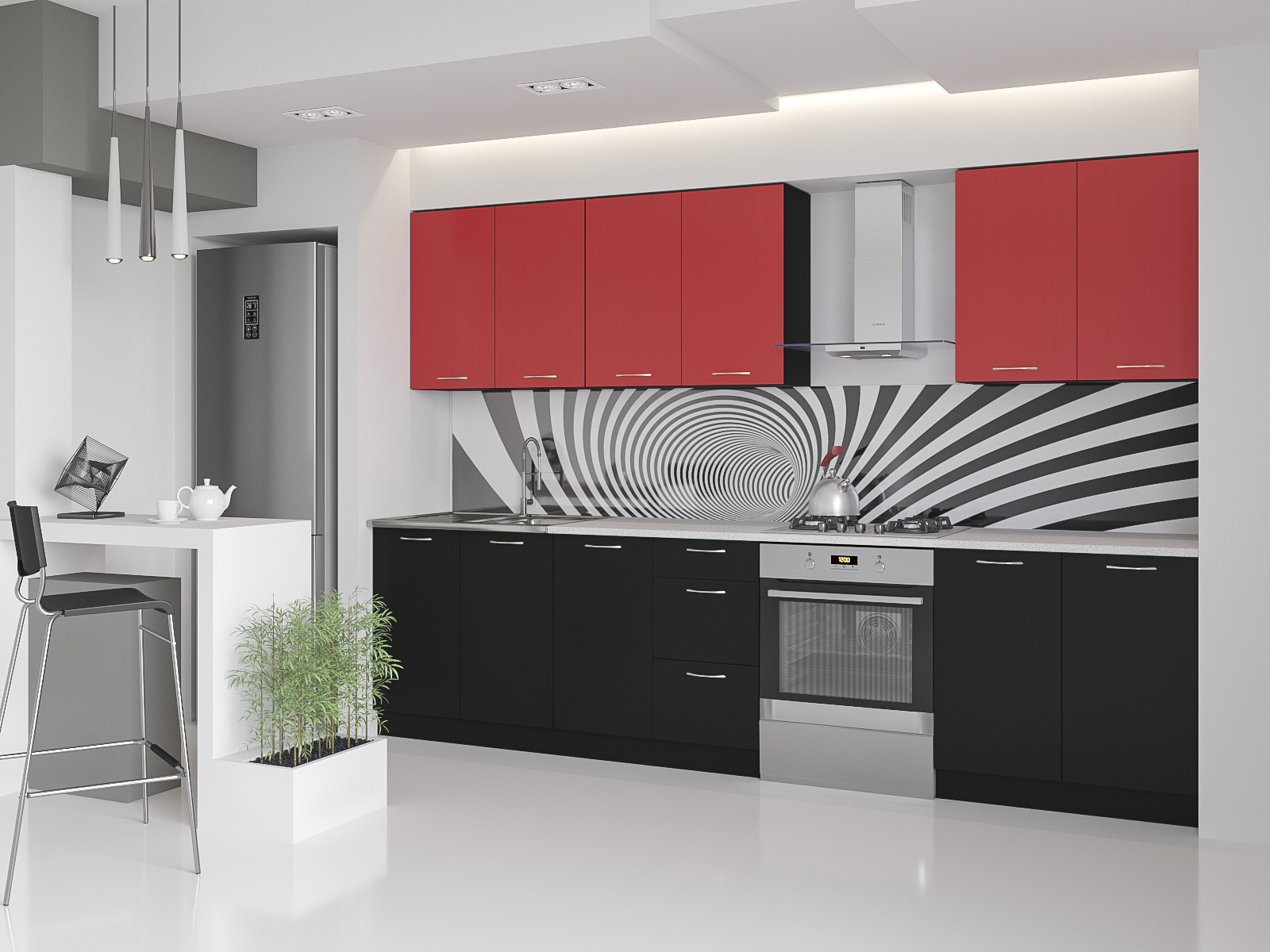 Кухонная мебель черно красная